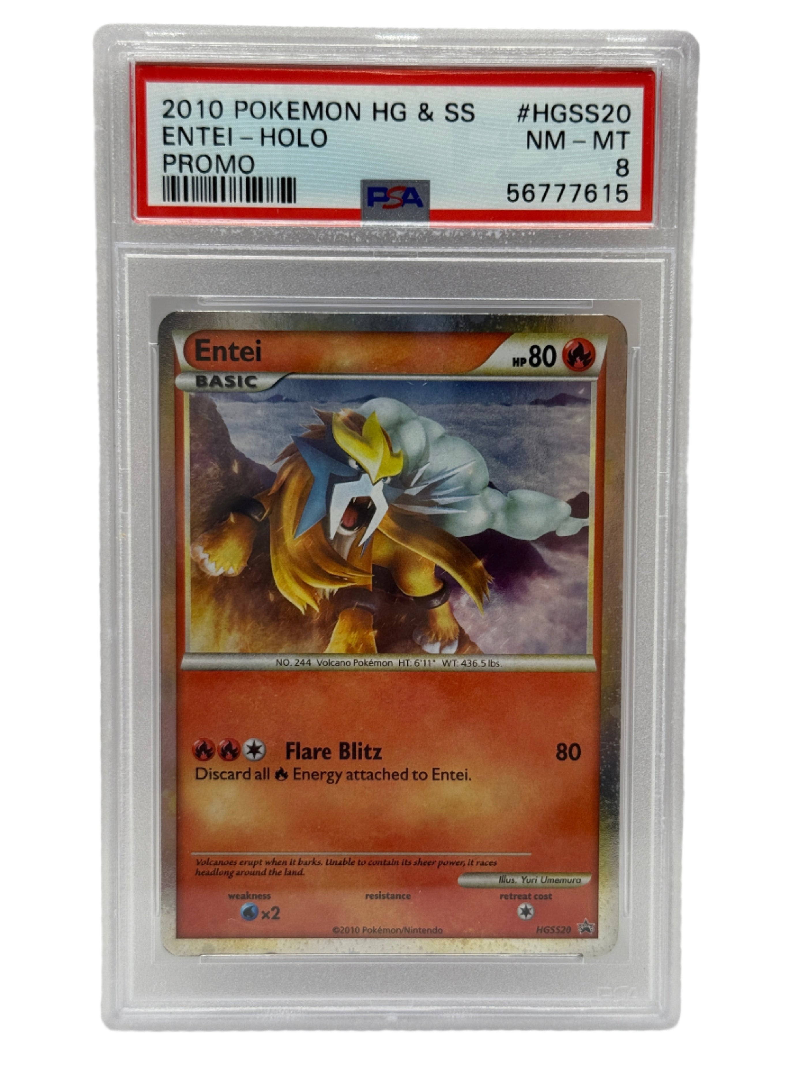 2010 Pokémon Heart Gold & Soul Silver Entei Holo Promo HGSS20 PSA 8 NEAR MINT - MINT