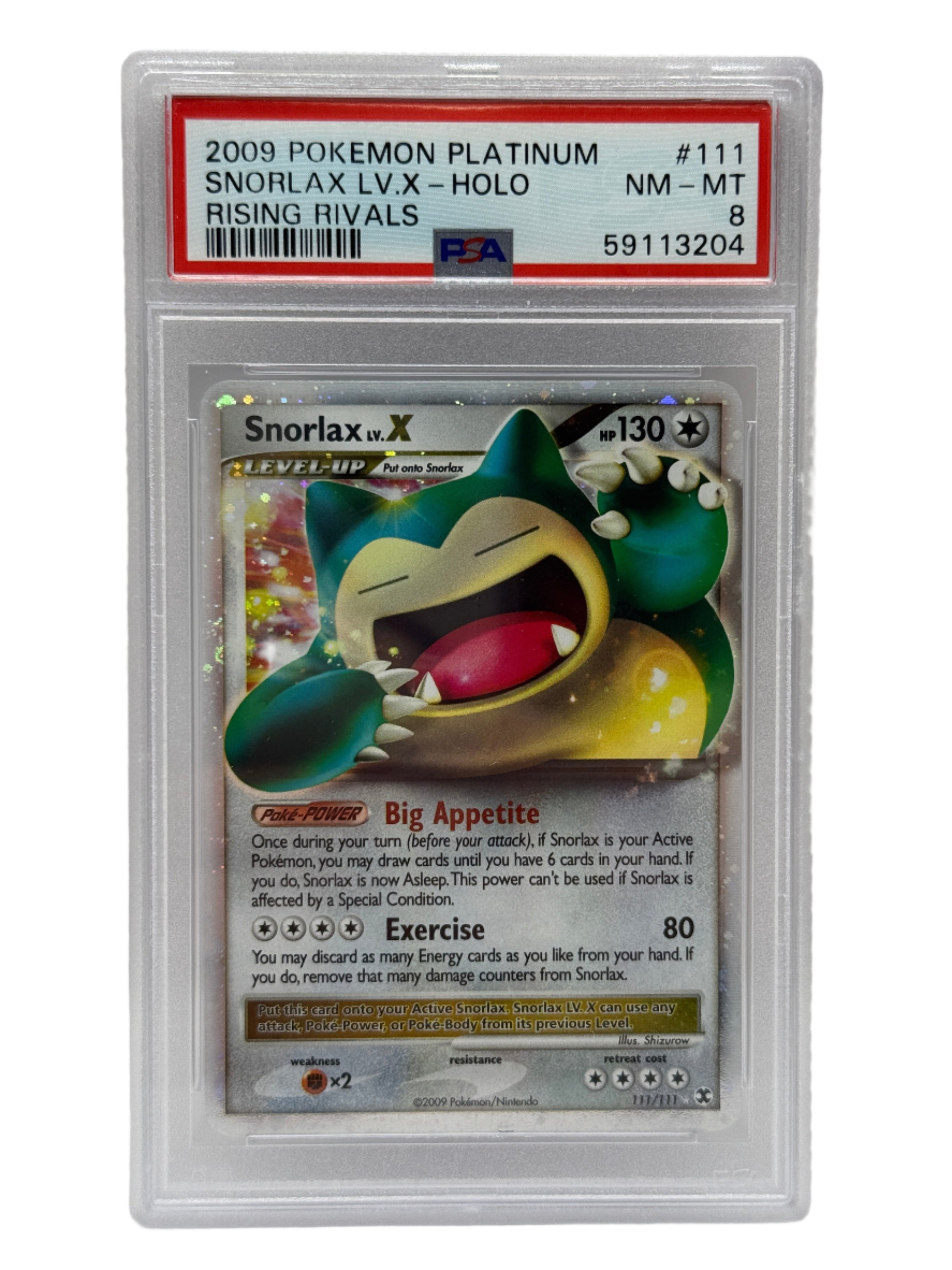 2009 Pokémon Platinum Rising Rivals Snorlax Lv. X Holo 111/111 PSA 8 NEAR MINT - MINT