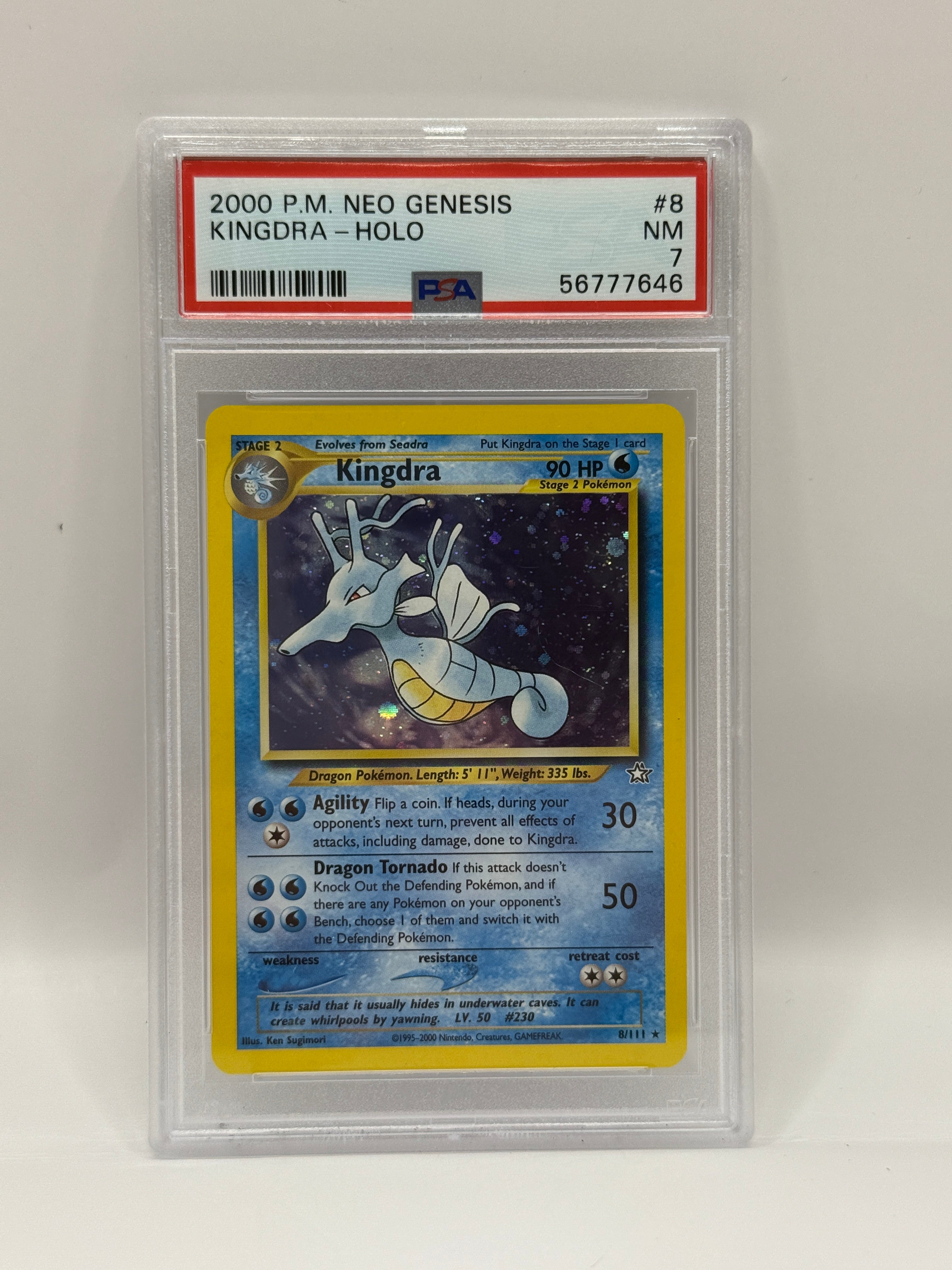 2000 Pokémon Neo Genesis Kingdra Holo 8/111 PSA 7 NEAR MINT