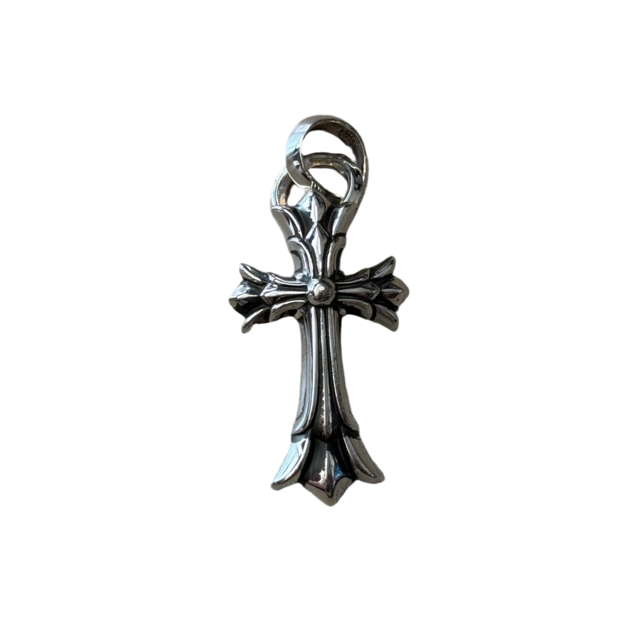 Chrome Hearts Double CH Cross Silver Pendant with Bale
