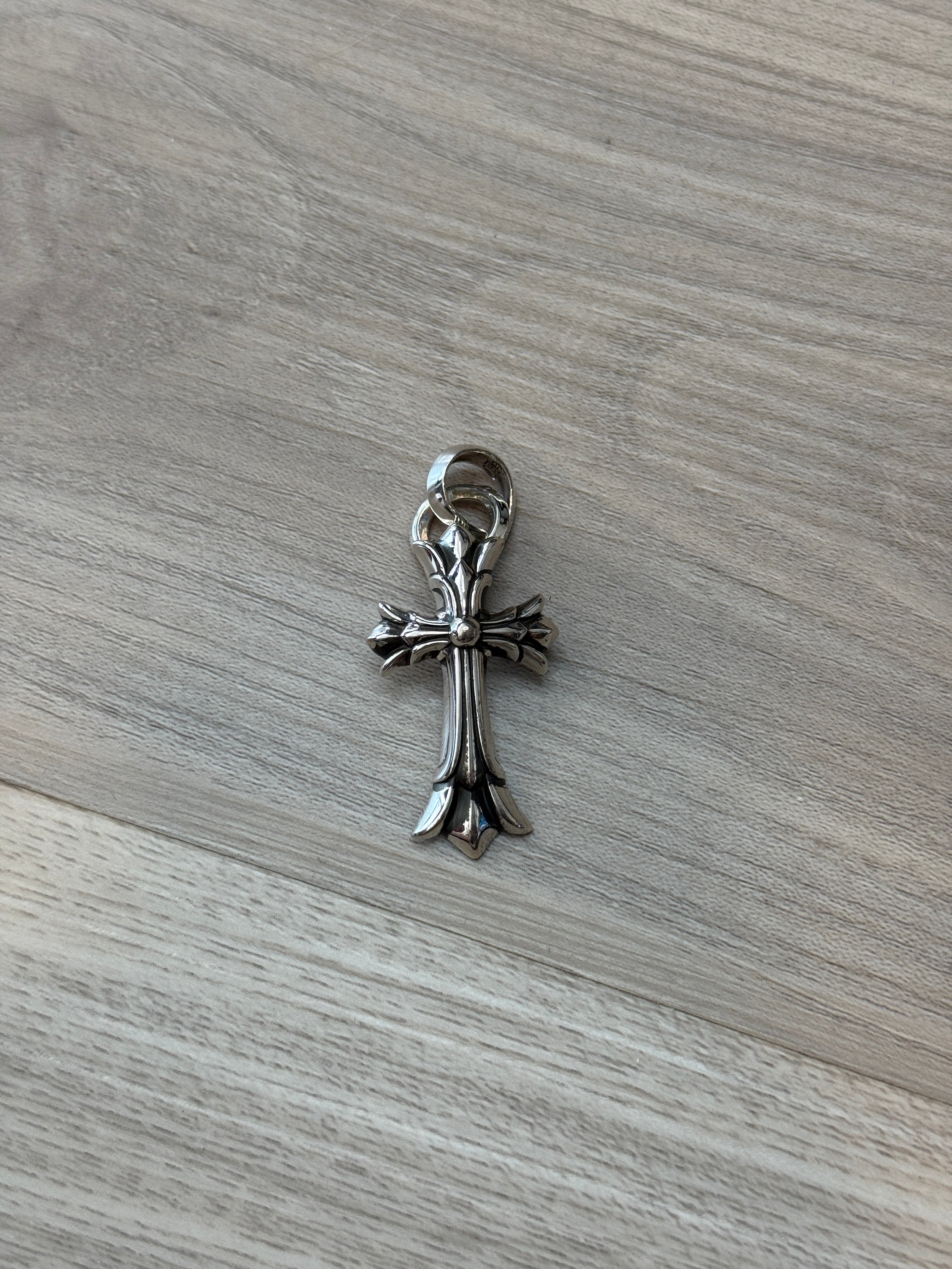Chrome Hearts Double CH Cross Silver Pendant with Bale