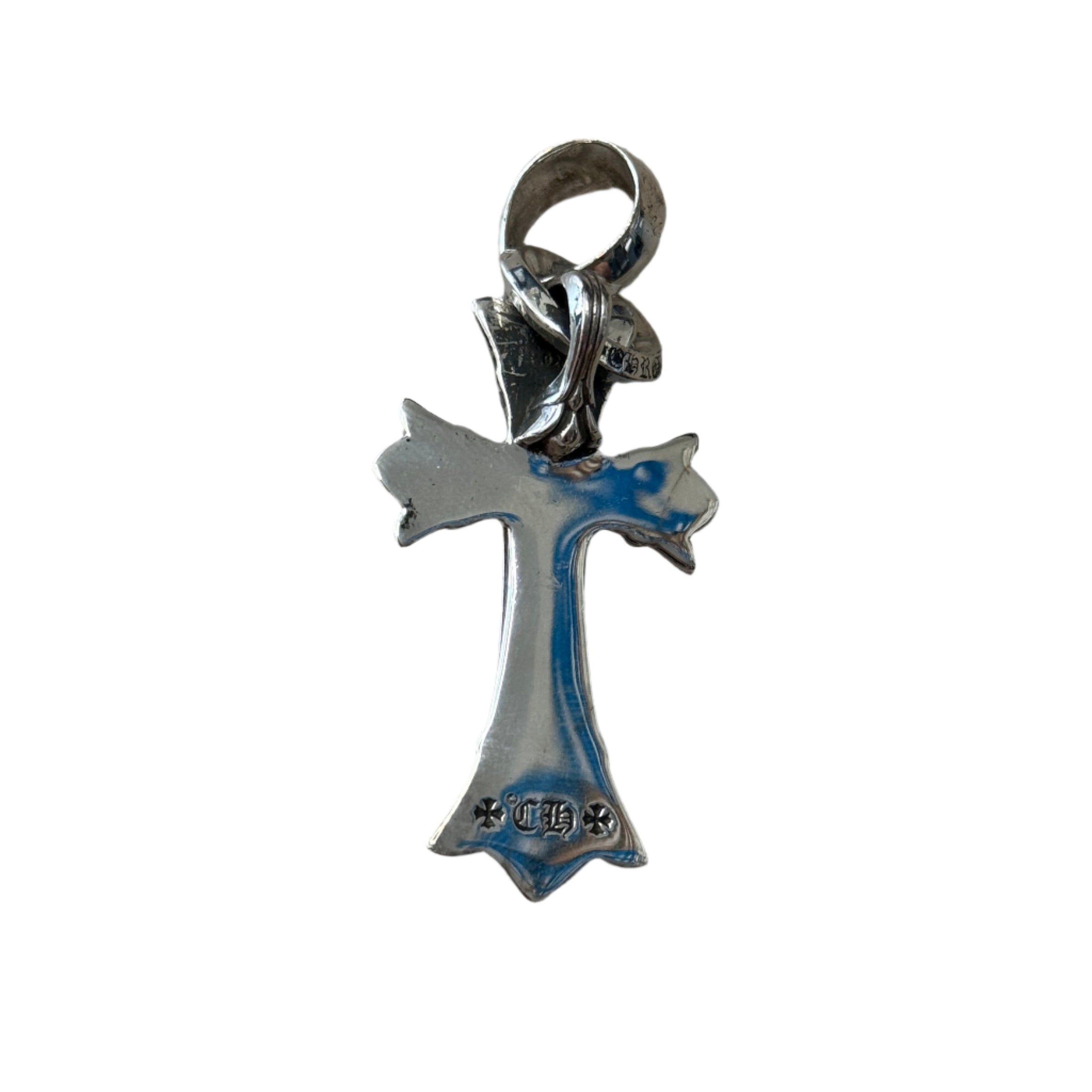 Chrome Hearts Double CH Cross Silver Pendant with Bale