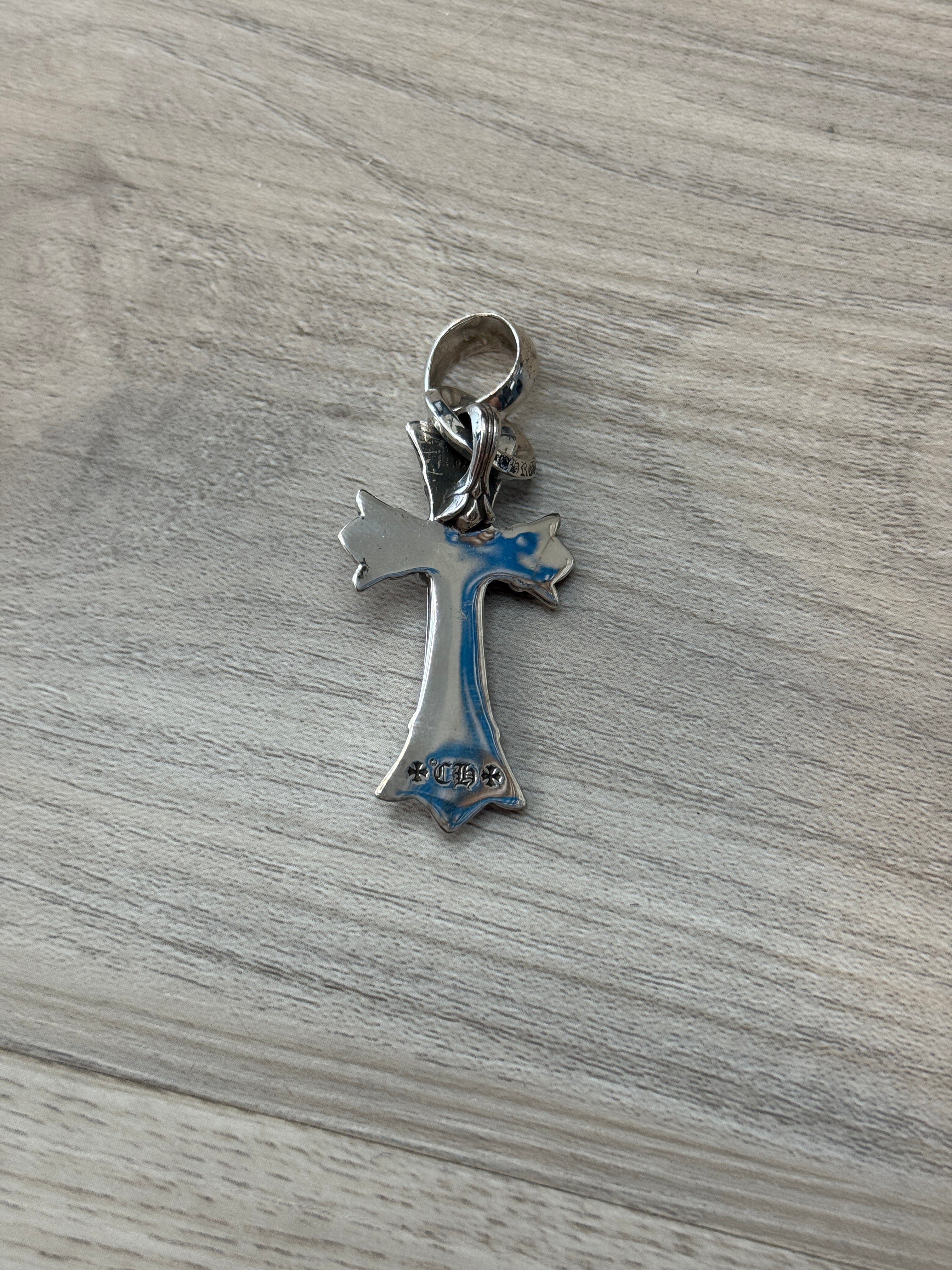 Chrome Hearts Double CH Cross Silver Pendant with Bale