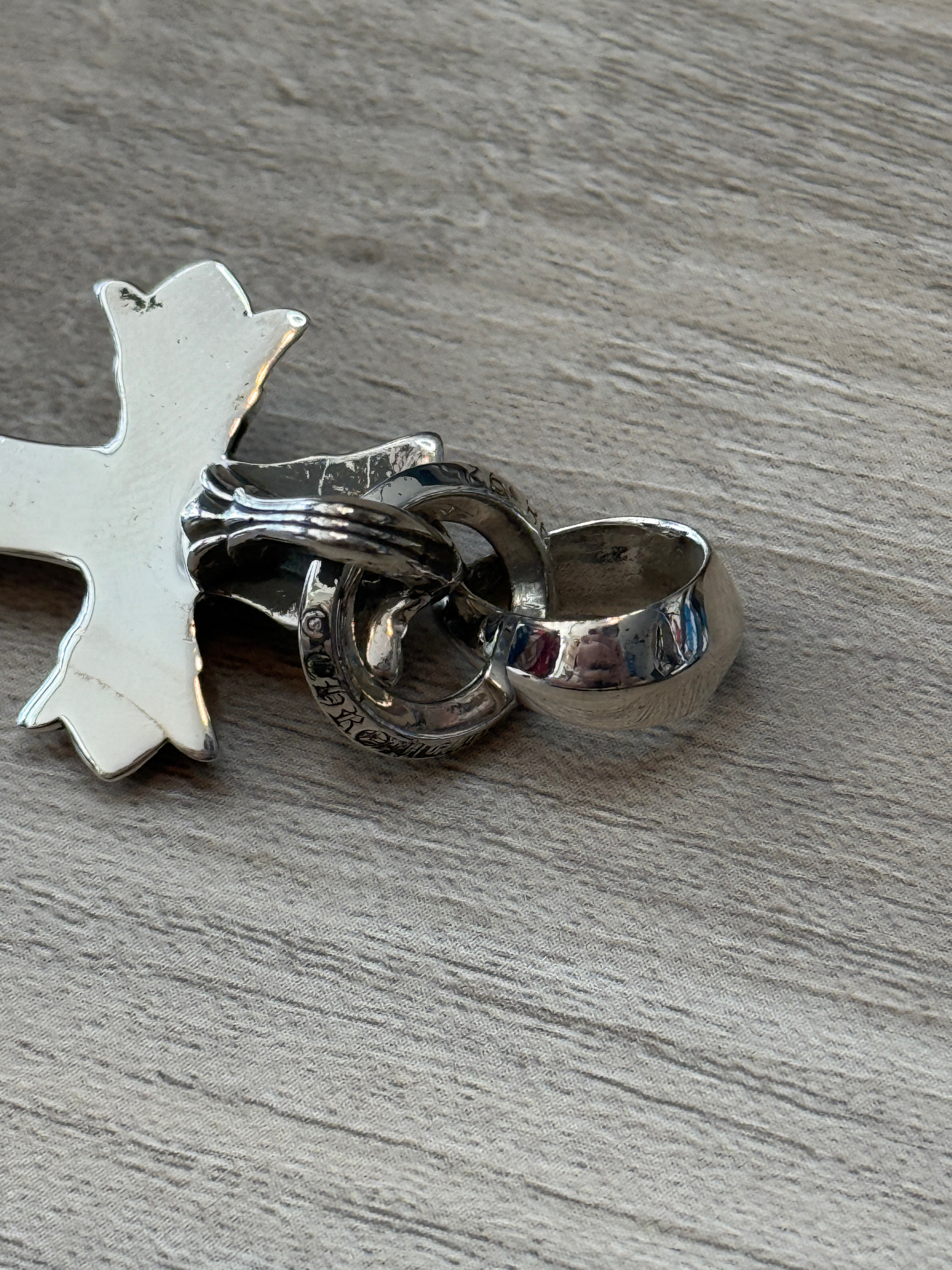 Chrome Hearts Double CH Cross Silver Pendant with Bale