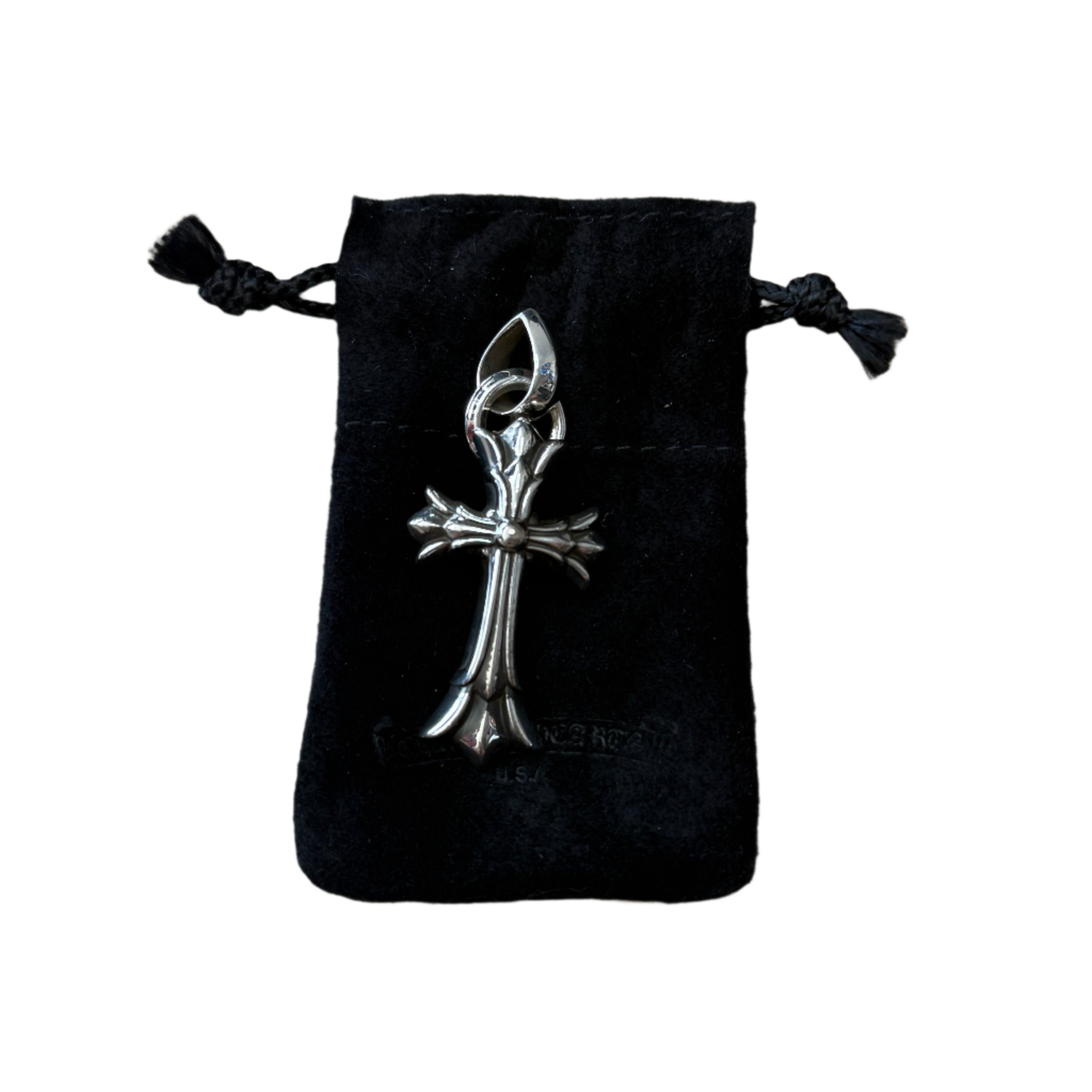 Chrome Hearts Double CH Cross Silver Pendant with Bale