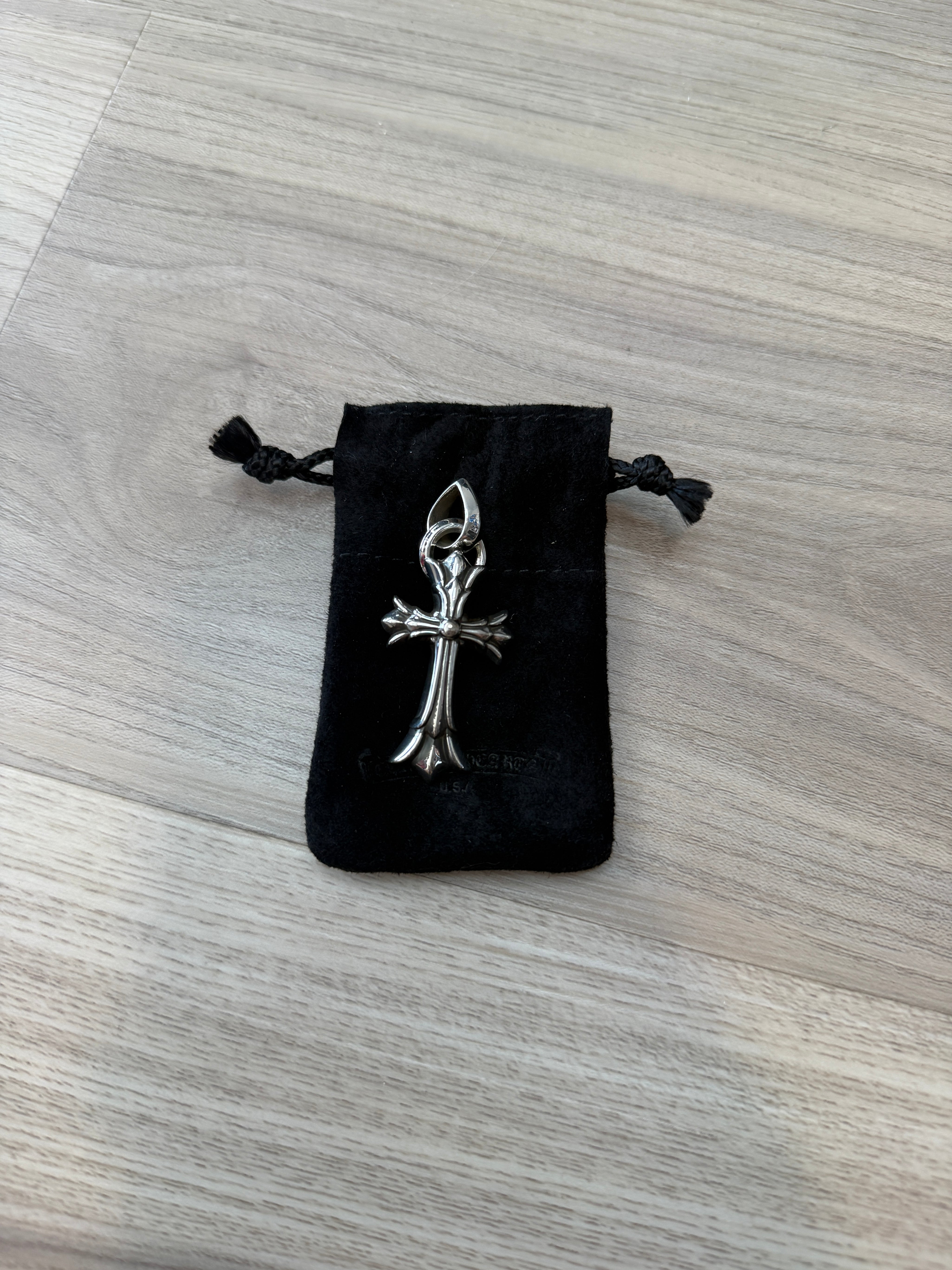 Chrome Hearts Double CH Cross Silver Pendant with Bale
