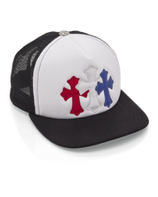 Chrome Hearts Triple Cross USA Trucker Hat Red, White & Blue