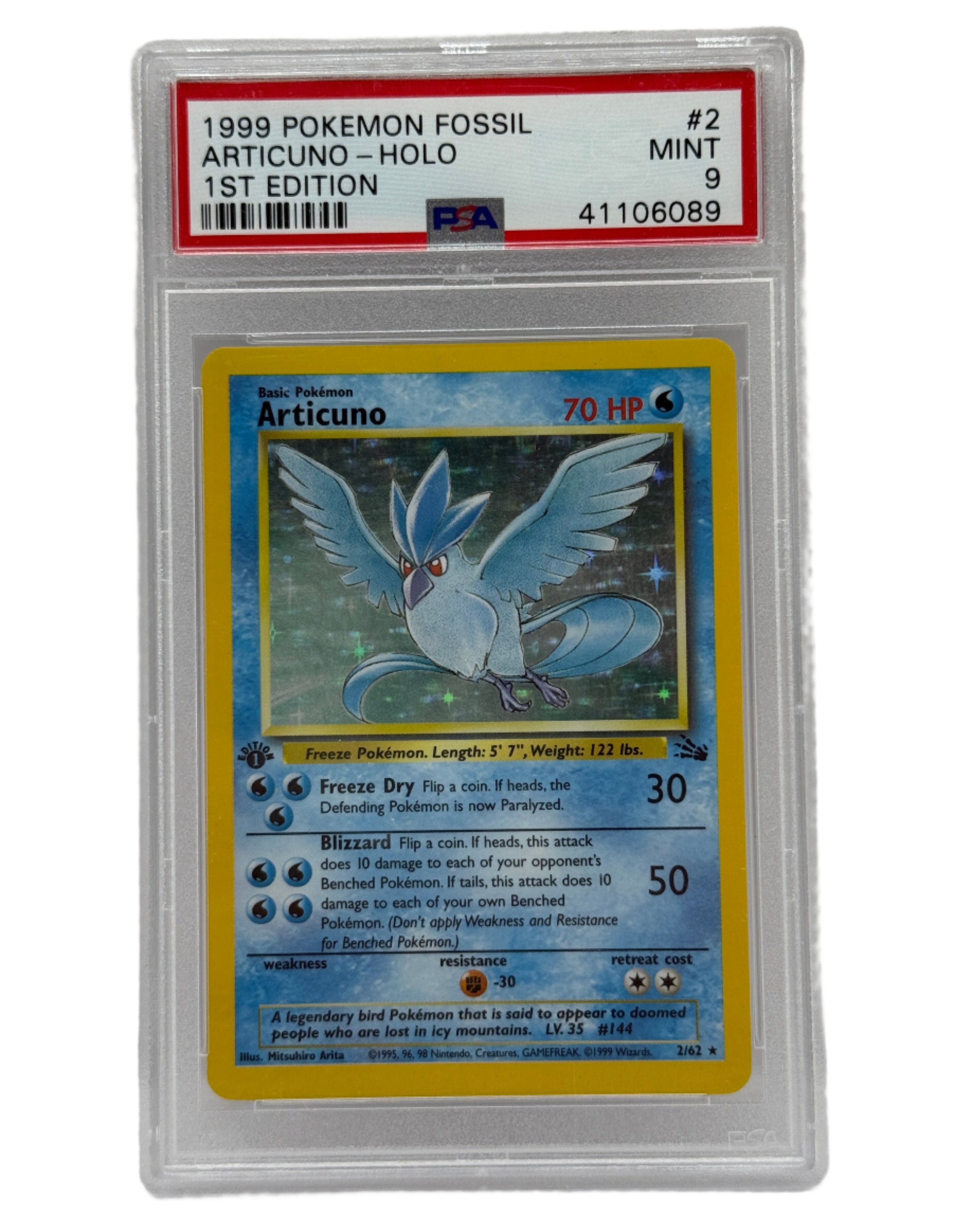 1999 Pokémon Fossil 1st Edition Articuno Holo 2/62 PSA 9 MINT