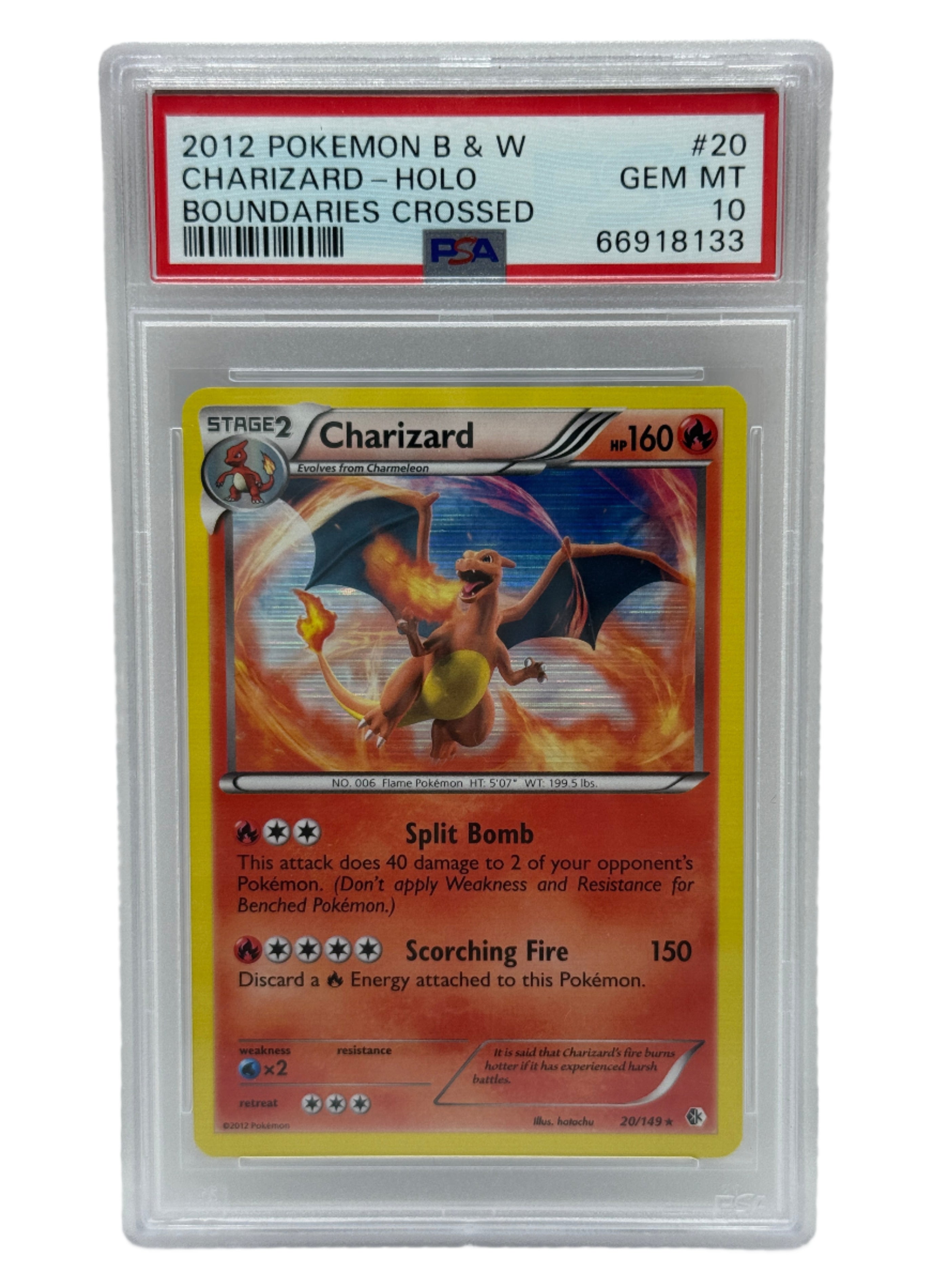 2012 Pokémon B & W Boundaries Crossed Charizard Holo 20/149 PSA 10 GEM MINT