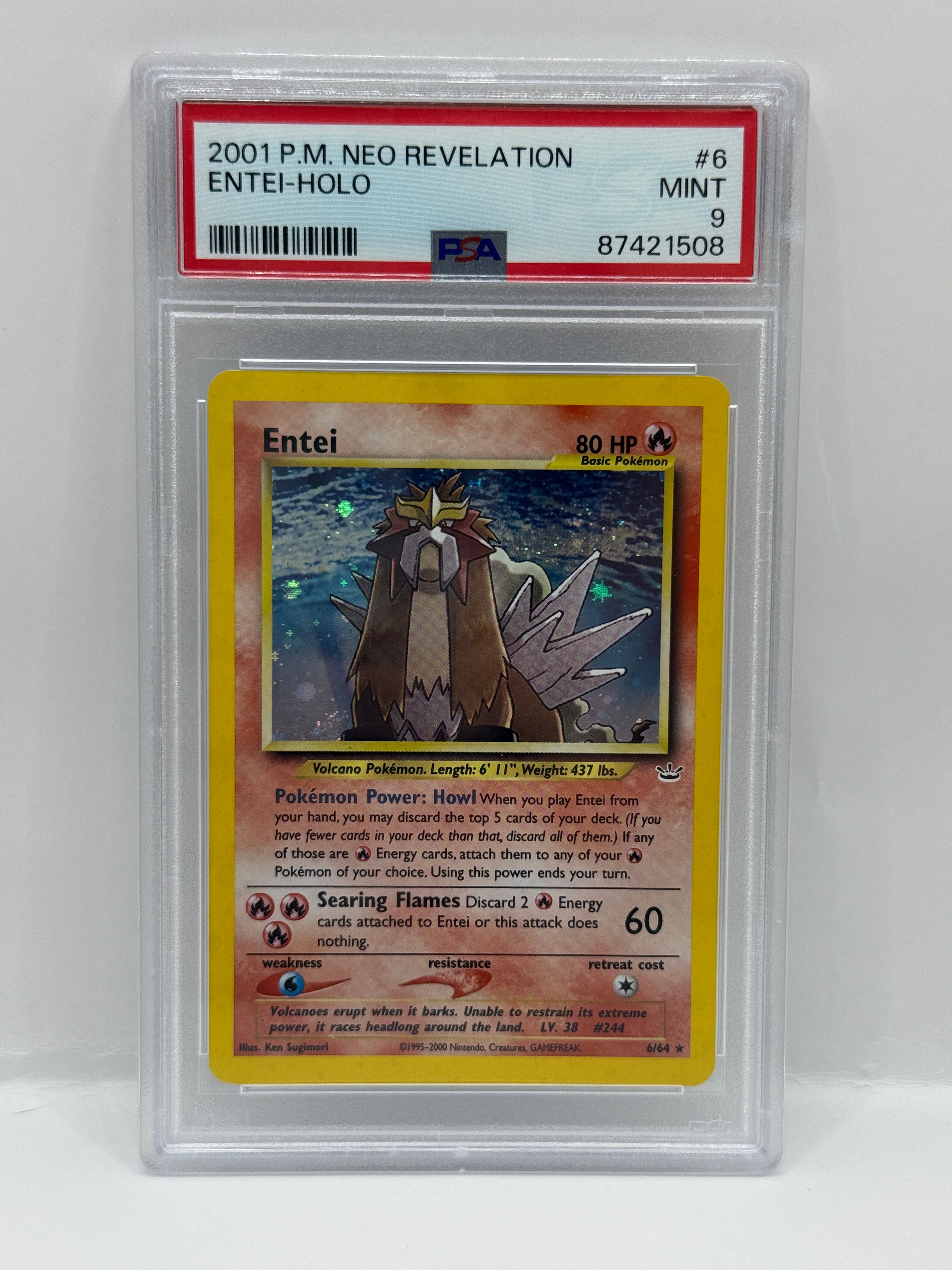 2001 Pokémon Neo Revelation Entei Holo 6/64 PSA 9 MINT