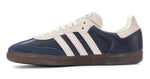 Navy and white sneaker with three stripes on a white background - Image 3