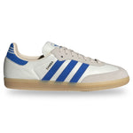 White sneaker with blue stripes on a white background - Image 1