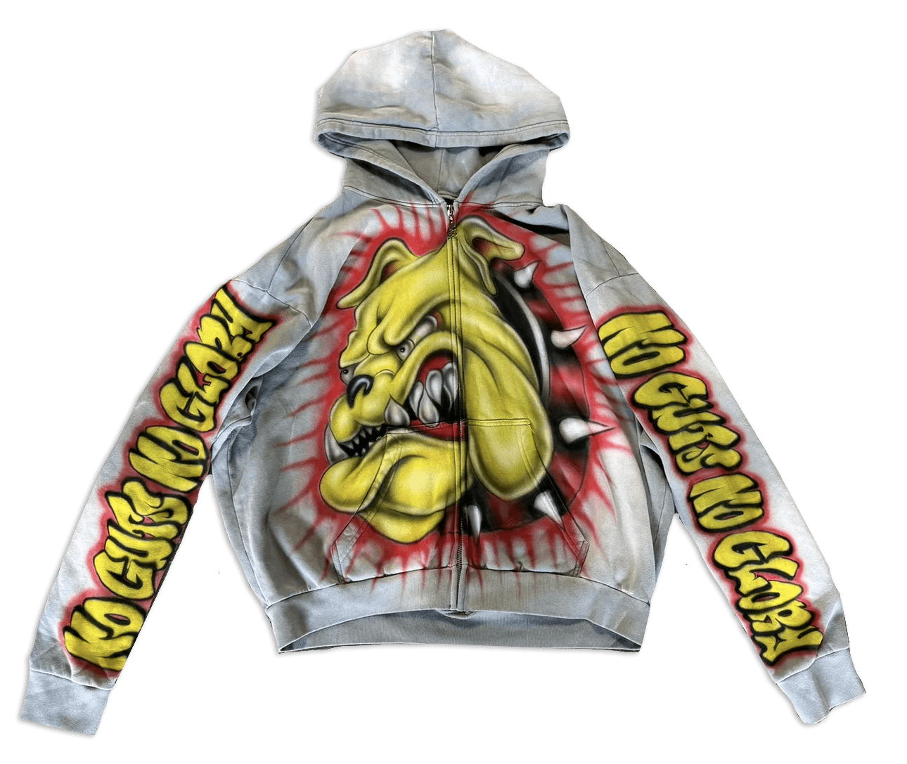 Hellstar Dog Airbrush Zip-Up Hoodie Yellow - Supra Sneakers