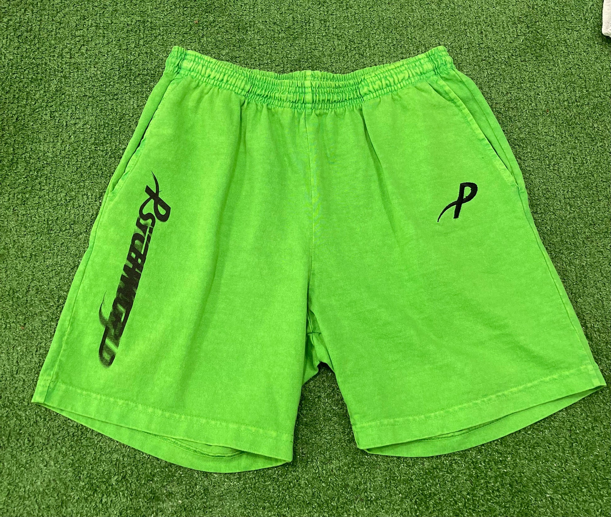 Psychworld Lime Green Canvas Shorts Black Logo, Shorts - Supra Sneakers