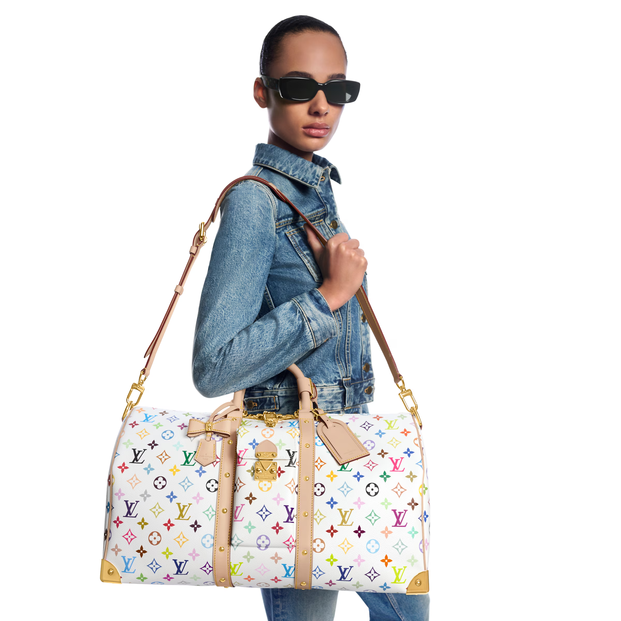 Louis Vuitton x Takashi Murakami Keepall Bandouliere 45 White Multicolored