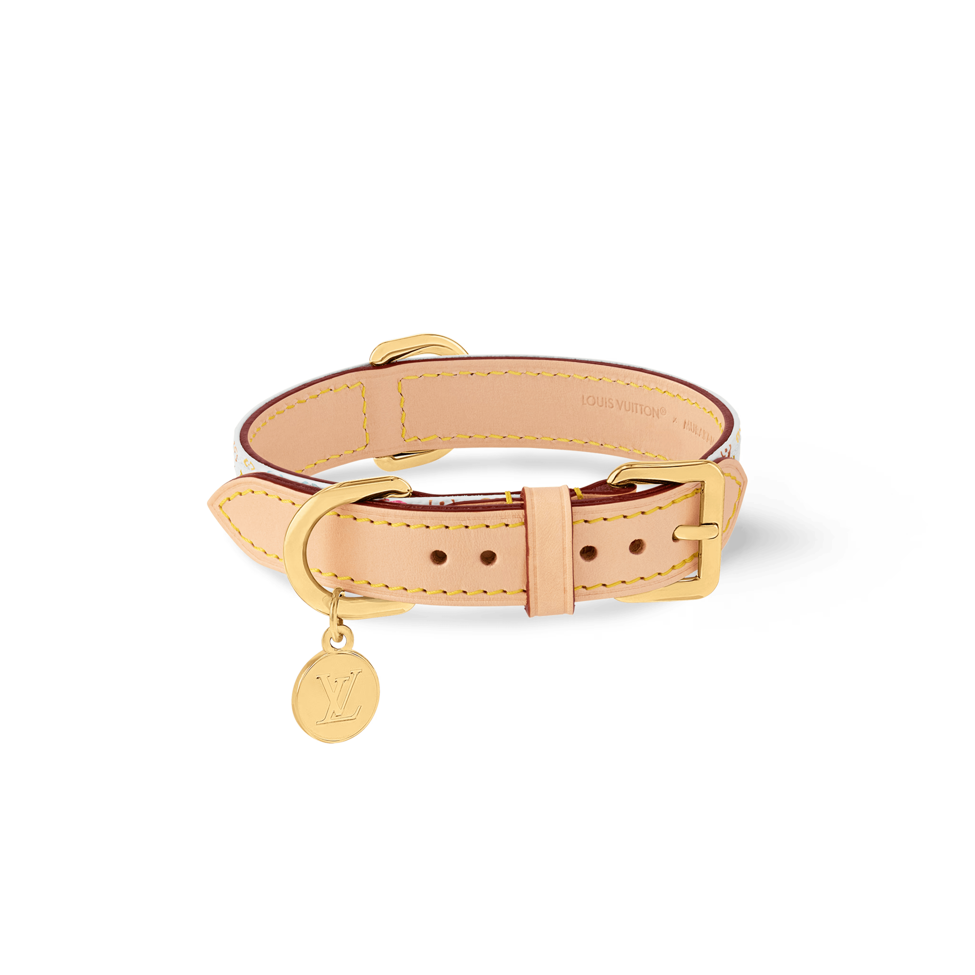 Louis Vuitton x Takashi Murakami Monogram Multicolor Dog Collar PM White Multicolored