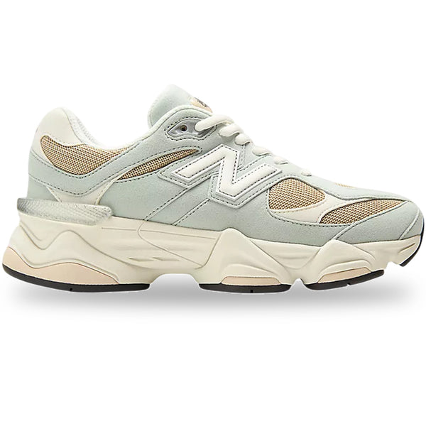 White sneaker with beige accents on a white background