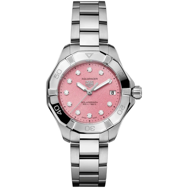 TAG Heuer Aquaracer Professional 200 Solargraph 34mm Ladies Watch Pink (WBP1318.BA0005)