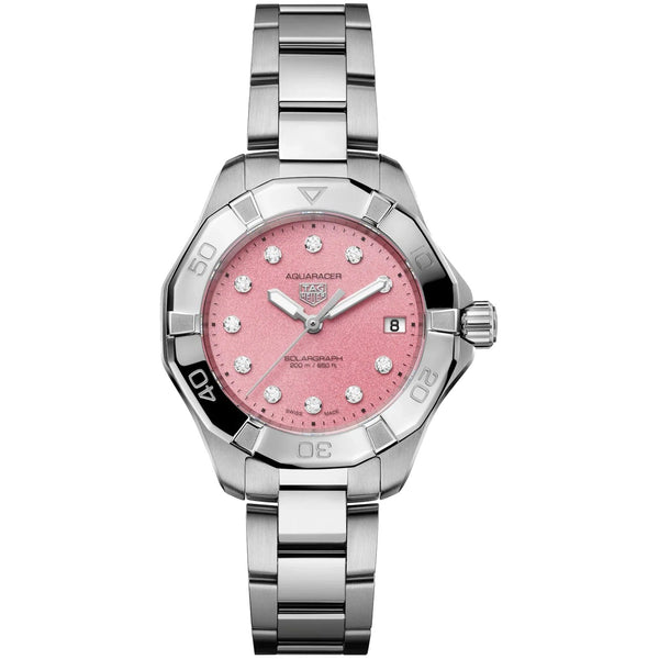 TAG Heuer Aquaracer Professional 200 Solargraph 34mm Ladies Watch Pink (WBP1318.BA0005)