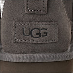 UGG Classic Ultra Mini Platform Boot Charcoal (Women's) — close-up detail, UGG logo label and sheepskin lining - Image 5