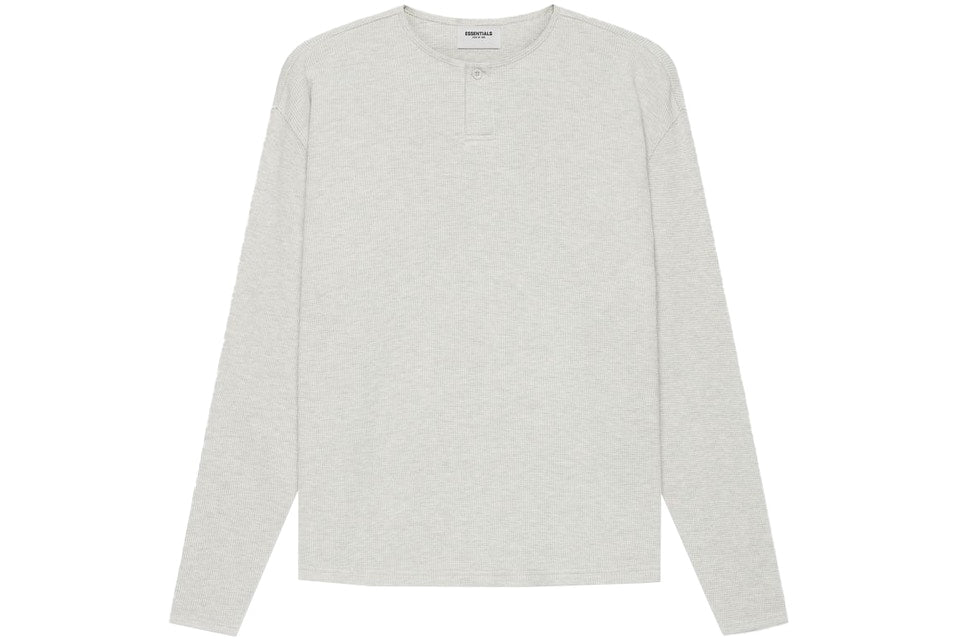 Fear of god Essentials Thermal Henley Long Sleeve Tee Heather Grey Oatmeal - Supra Sneakers