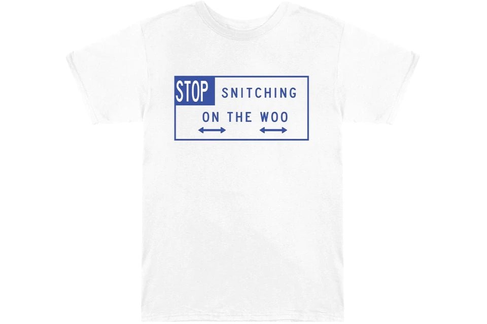 Pop Smoke x Vlone Stop Snitching T-shirt White / Blue - Supra Sneakers