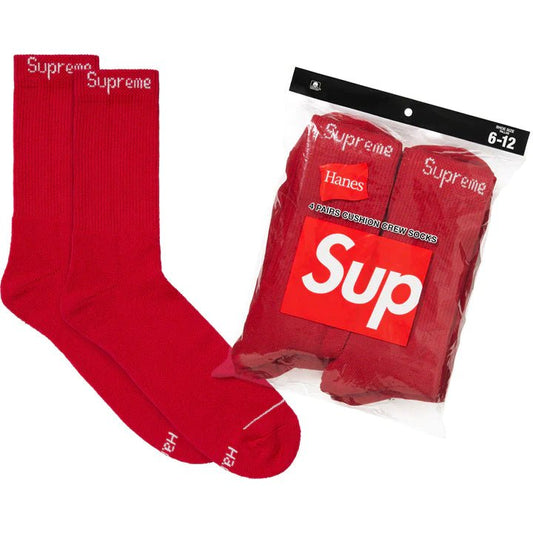 Supreme Hanes Crew Socks Red (4 Pack) - Supra Sneakers