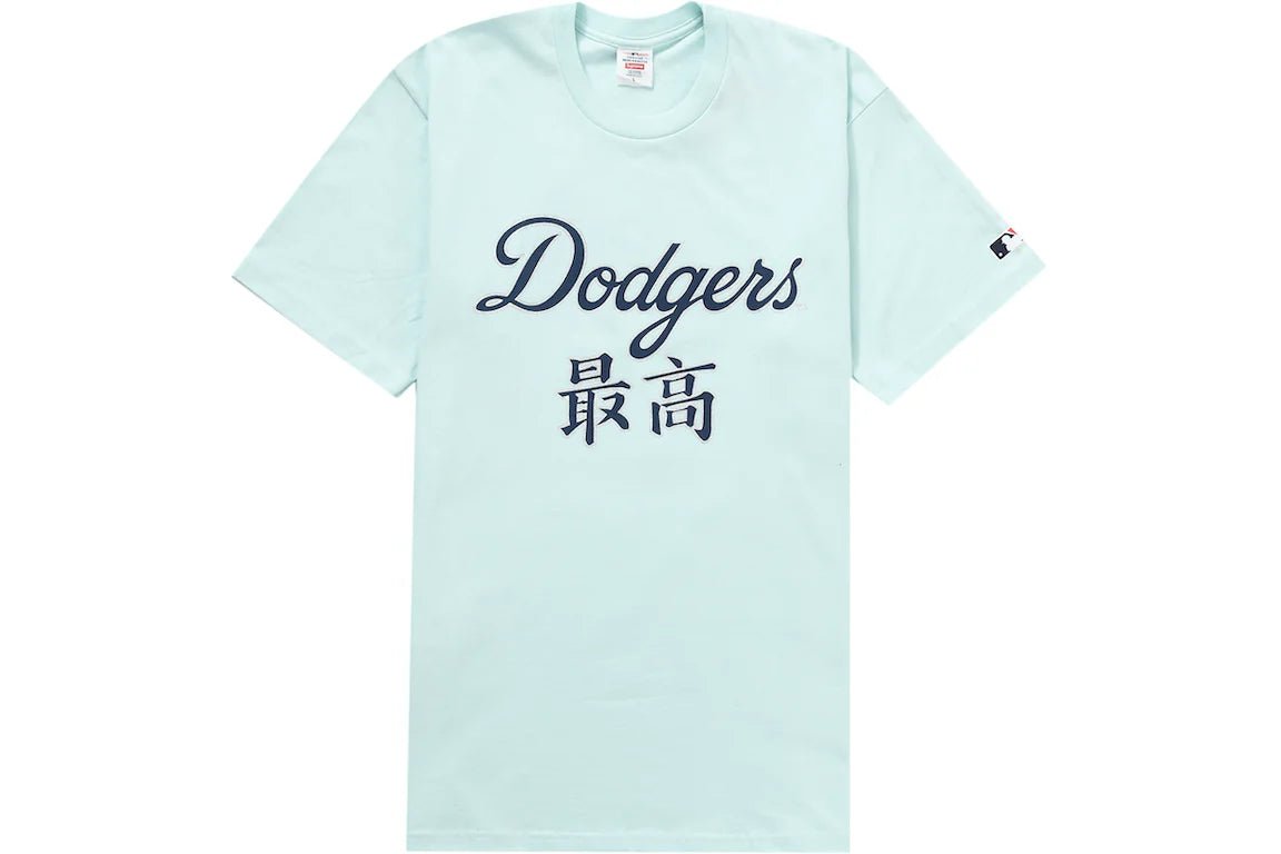 Supreme MLB Los Angeles Dodgers Kanji Teams Tee Pale Blue - Supra Sneakers